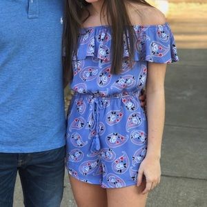 Blue romper with paisleys